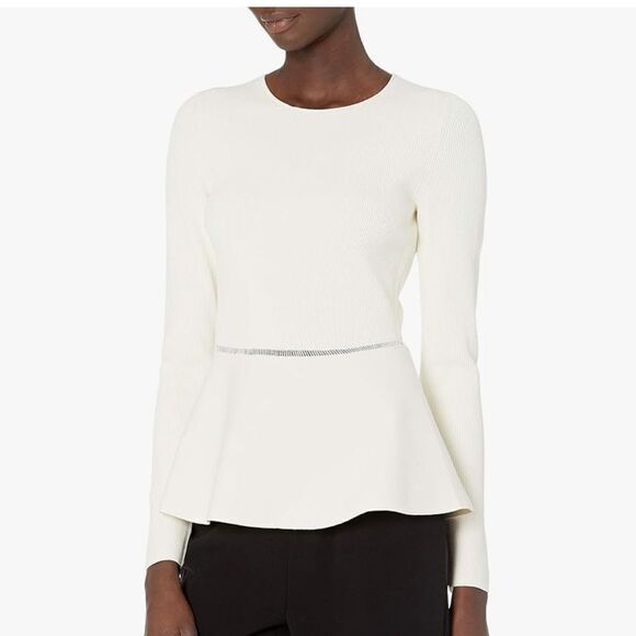 Theory ivory Compact Crepe knit sweater size medium nwt - Picture 5 of 8